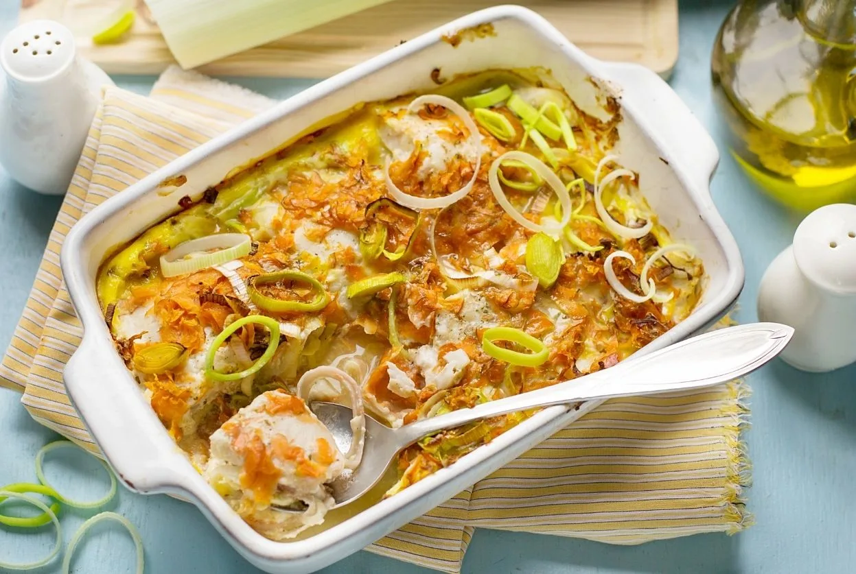 gratin de pommes de terre et poireaux