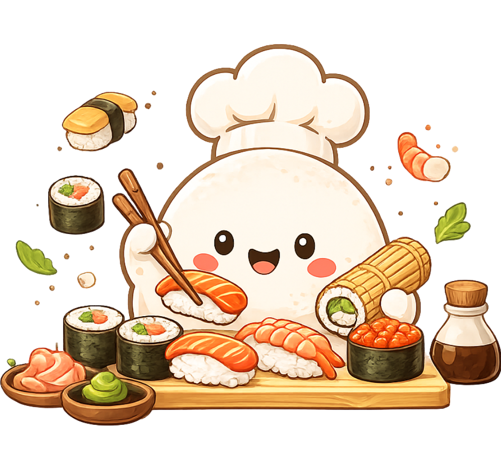 le petit grumeau qui cuisine des sushis